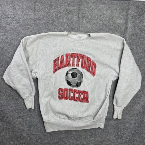 Champion Reverse Weave Hartford Soccer Sweatshirt Mens XL Gray Graphic Crewneck - Picture 1 of 8